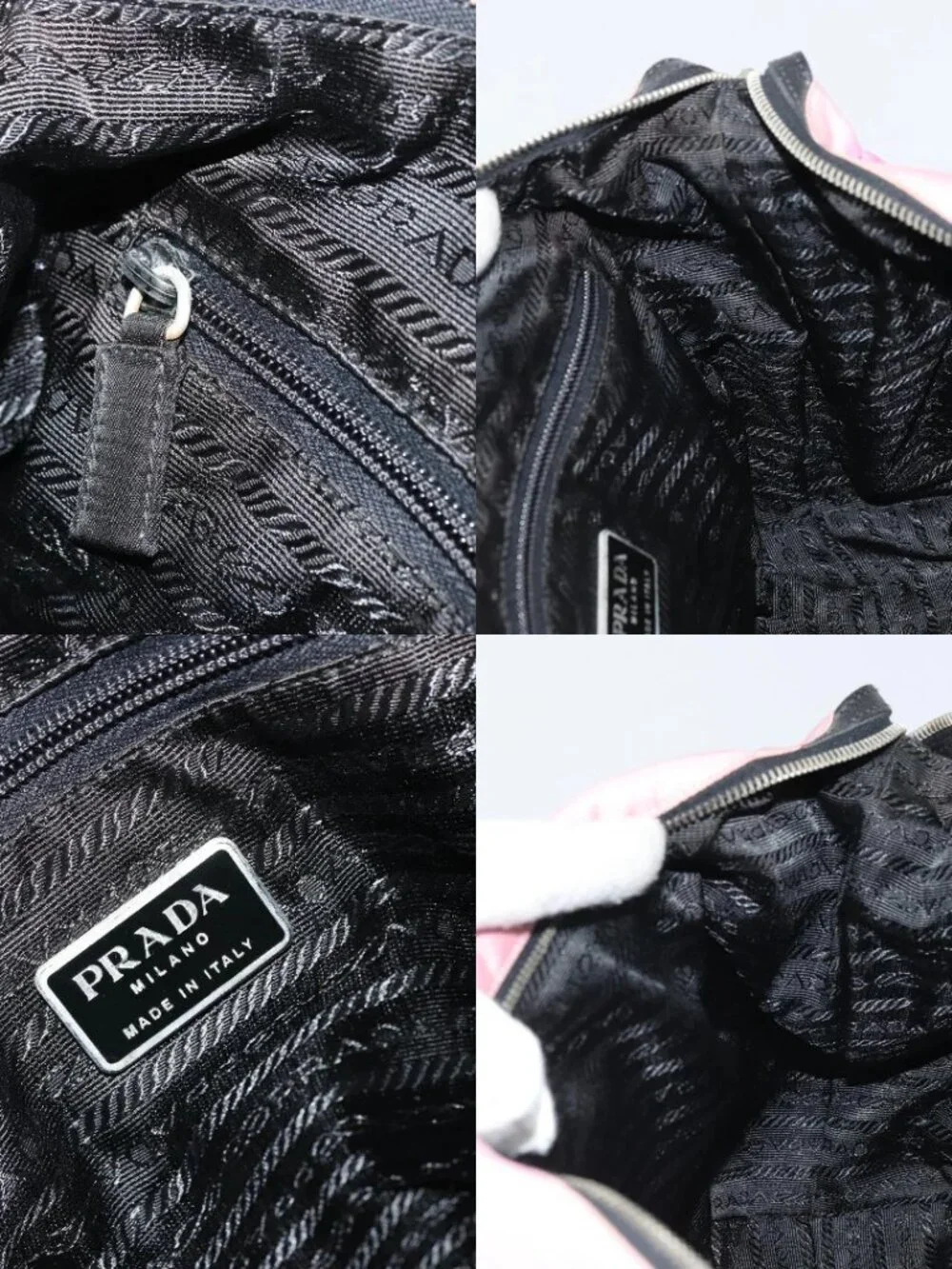 PRADA Shoulder Bag Nylon Pink Silver Auth 176628